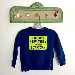 Zara kids Brooklyn NY downtown navy Moto zip pullover sweater 8
